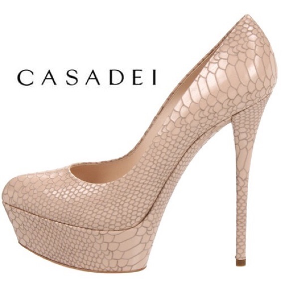 Casadei Shoes - Casadei Nude Snakeskin  Pumps
